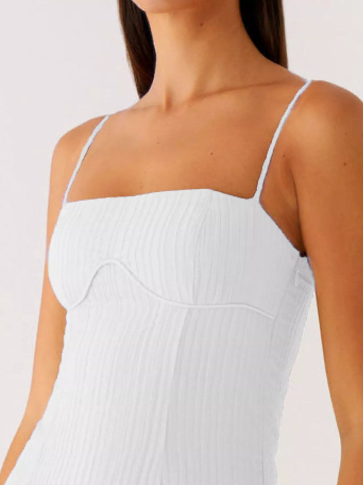 Textured Square Neck Cami Drop Waist Ruffle Hem Mini Dress 17