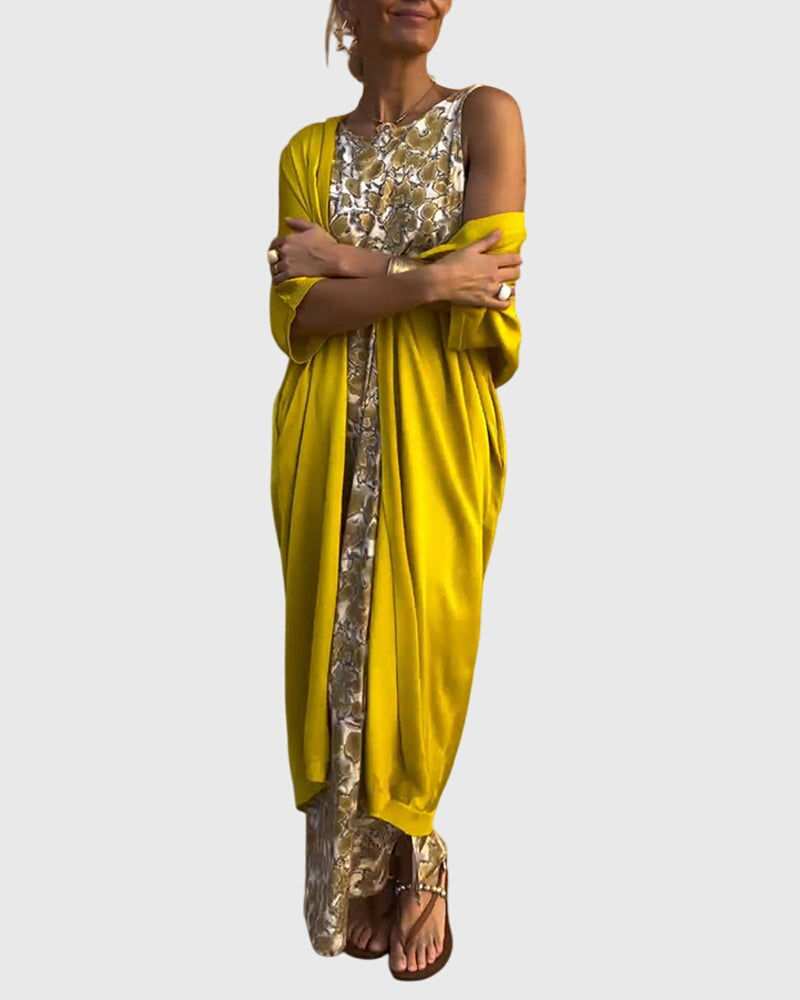 Floral Print Sleeveless Top and Tapered Pants Draped Two Piece Set