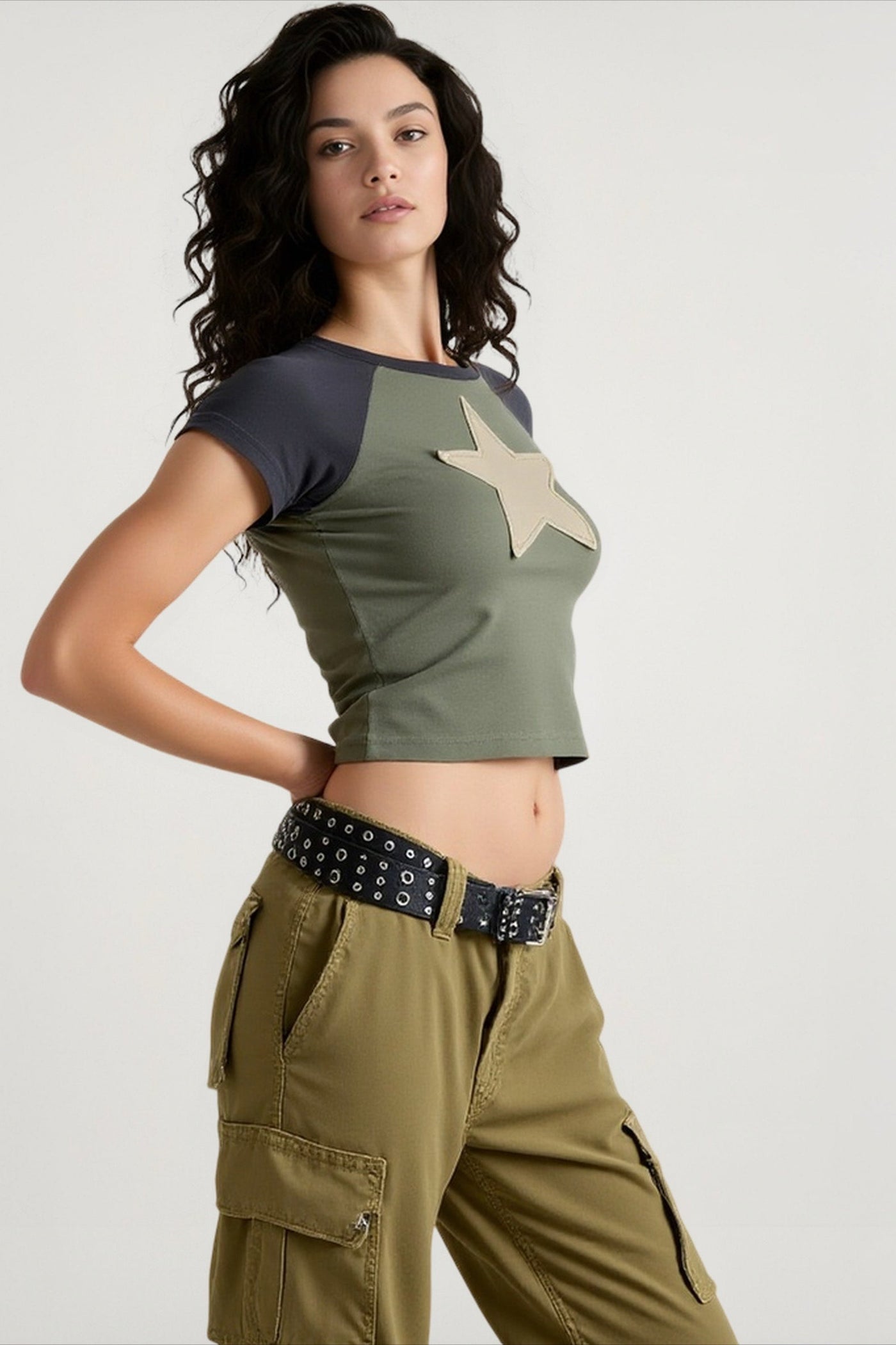 Retro Star Patch Slim T-shirts