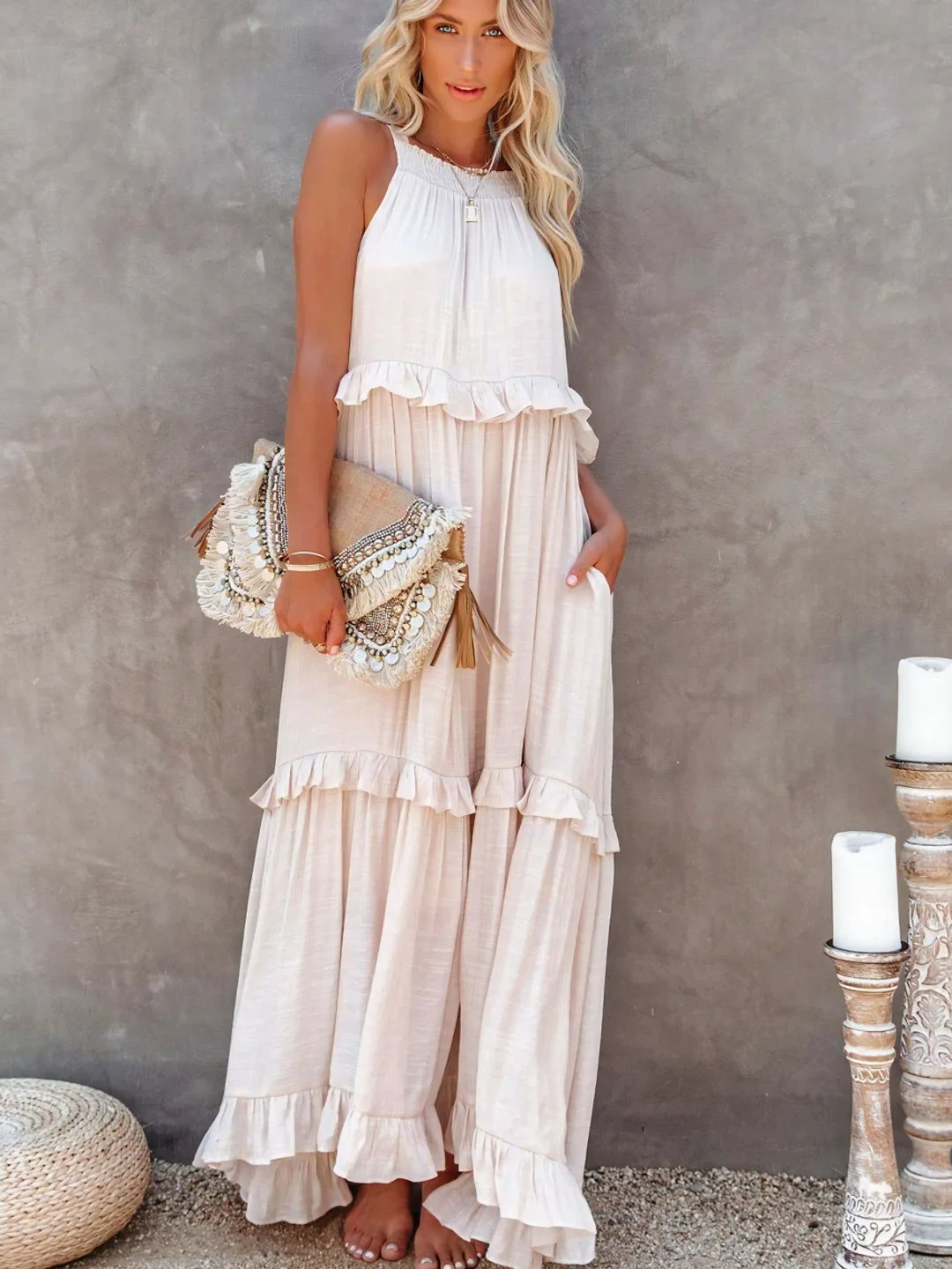 Megan | Chic Ruffle Maxi Dress