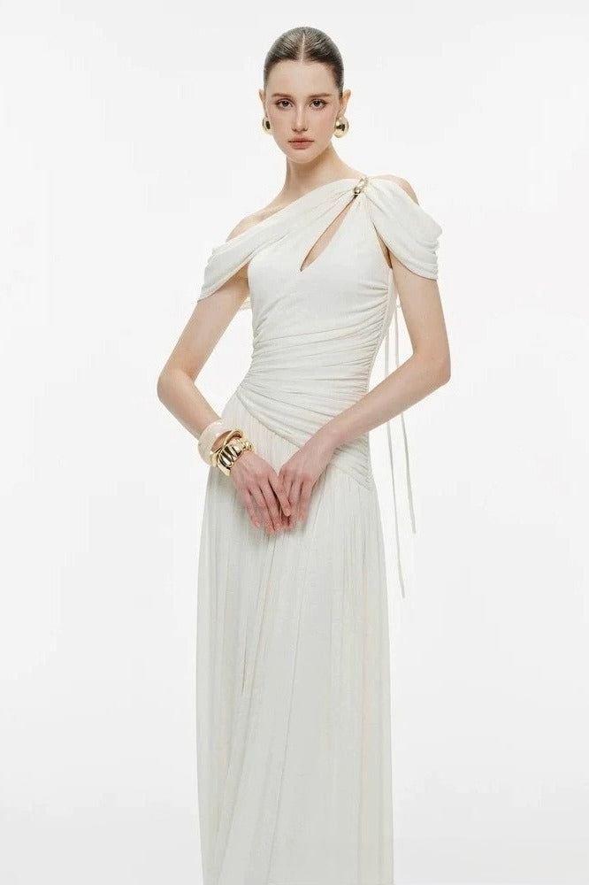 One Shoulder Asymmetric Slip Prom Dress