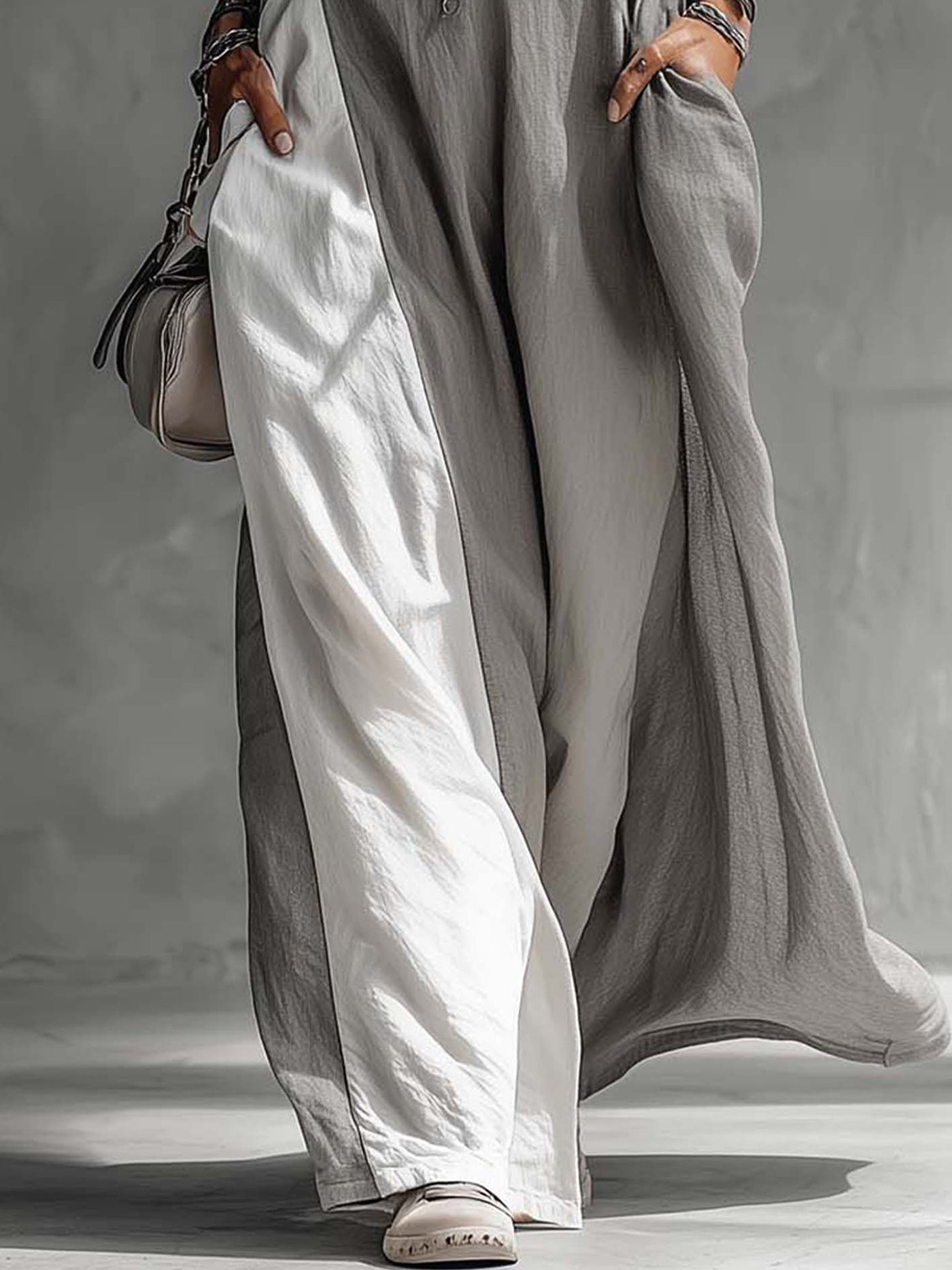 Color Block Sleeveless Linen Look Maxi Dress 4