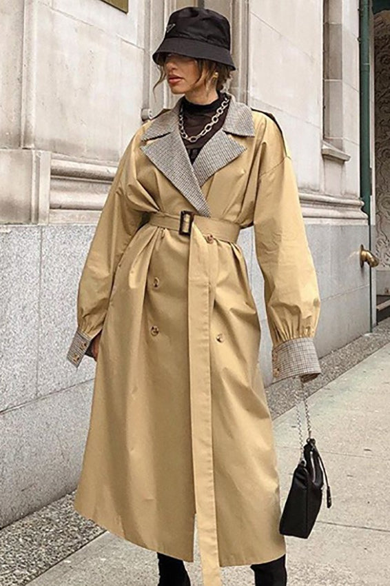 Double Breasted Patchwork Trench Coat