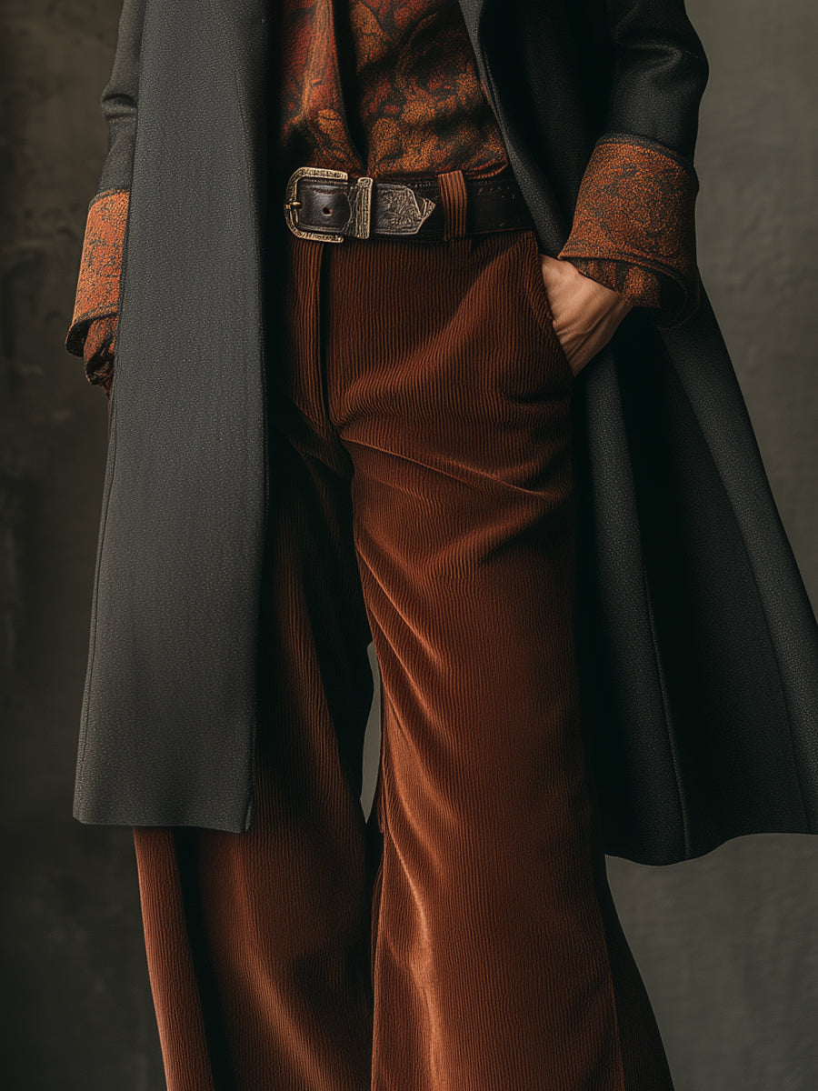 Retro Wool Patchwork Mid-length Lapel Coat - FashionAxe