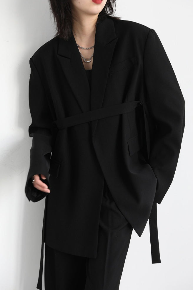 Deconstructed Wide Lapel Draped Blazer