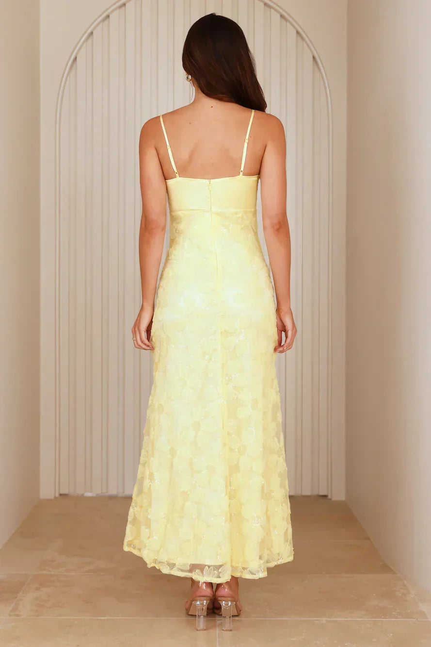Sequin Floral Mesh Satin Straight Neck Cami Maxi Dress 3