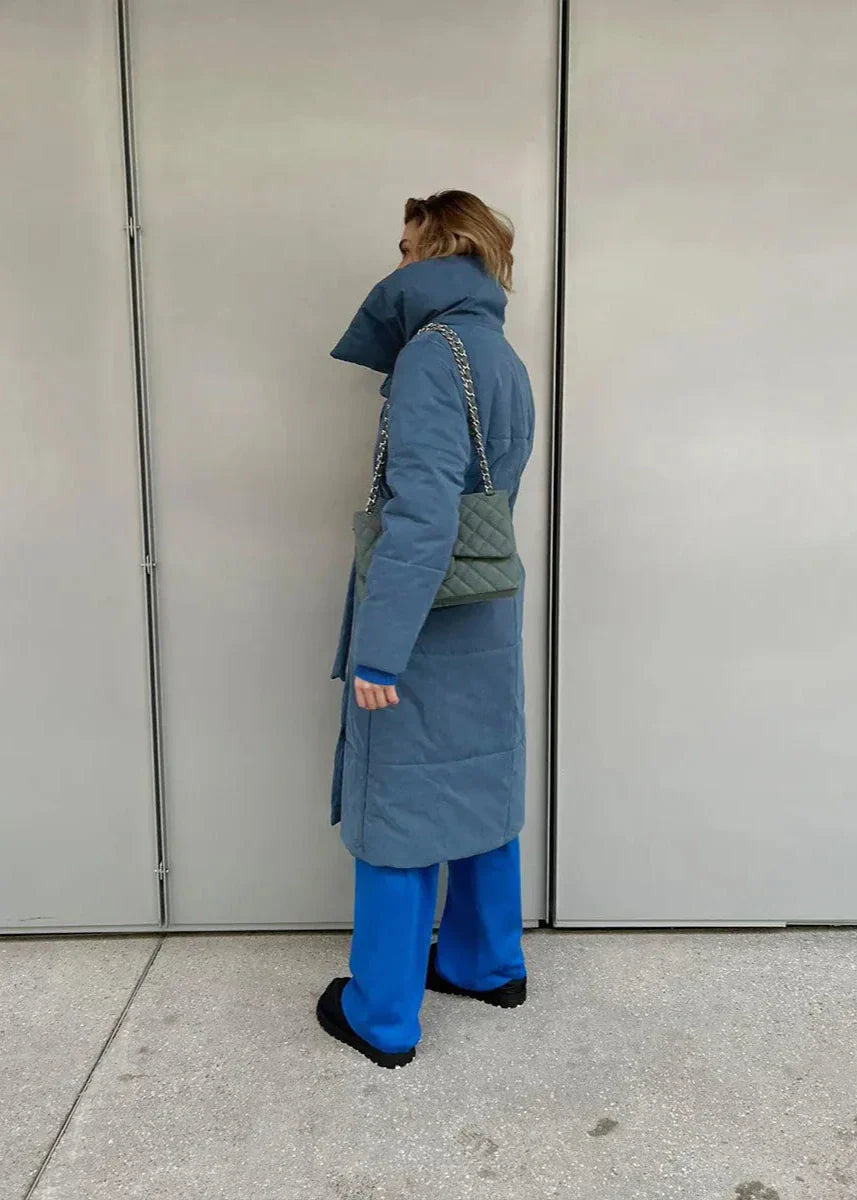Belted Oversized Stand Collar Coat