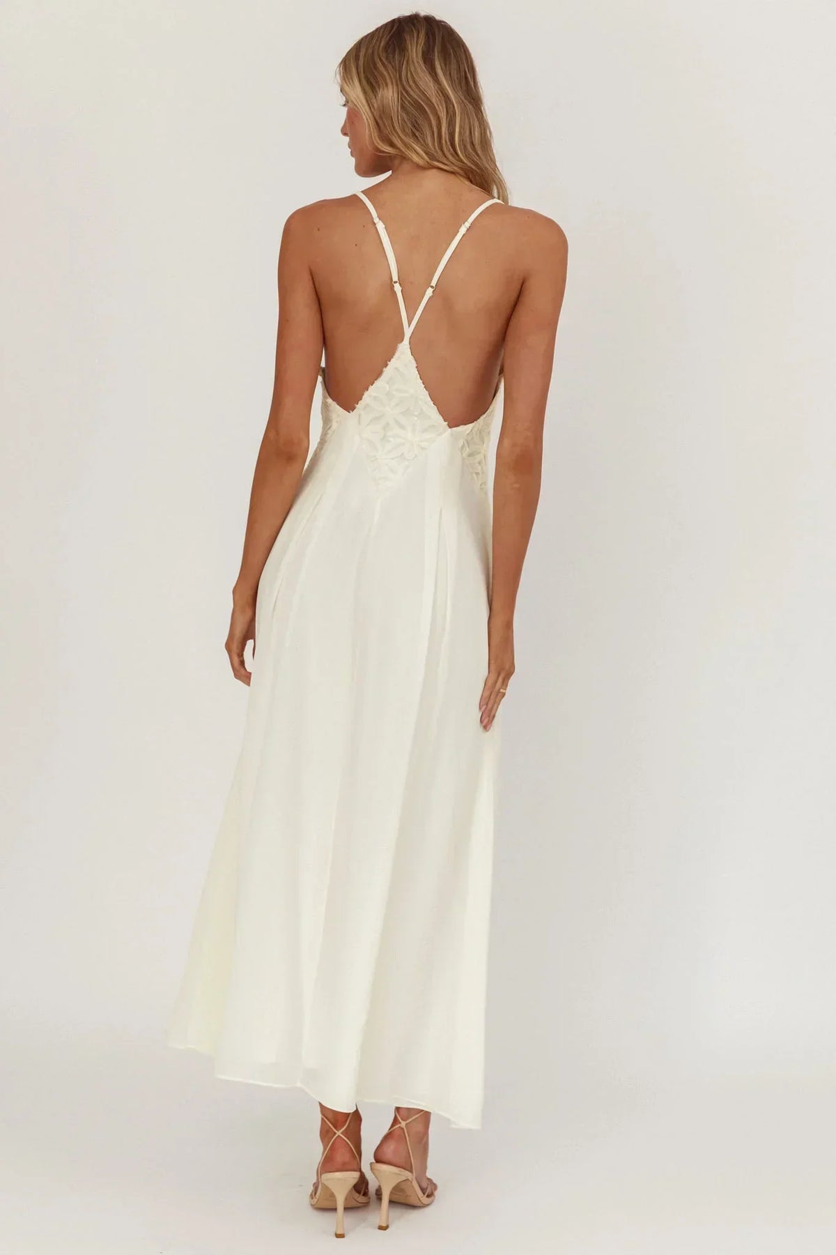 Wildflower Sun Applique Insert Maxi Dress Cream
