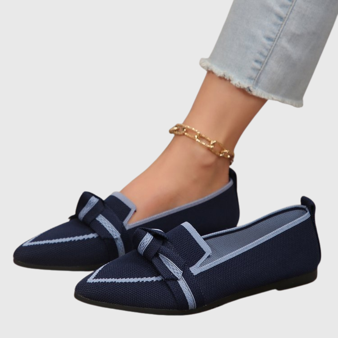 Pointed Toe Knot Knit Flat Loafers