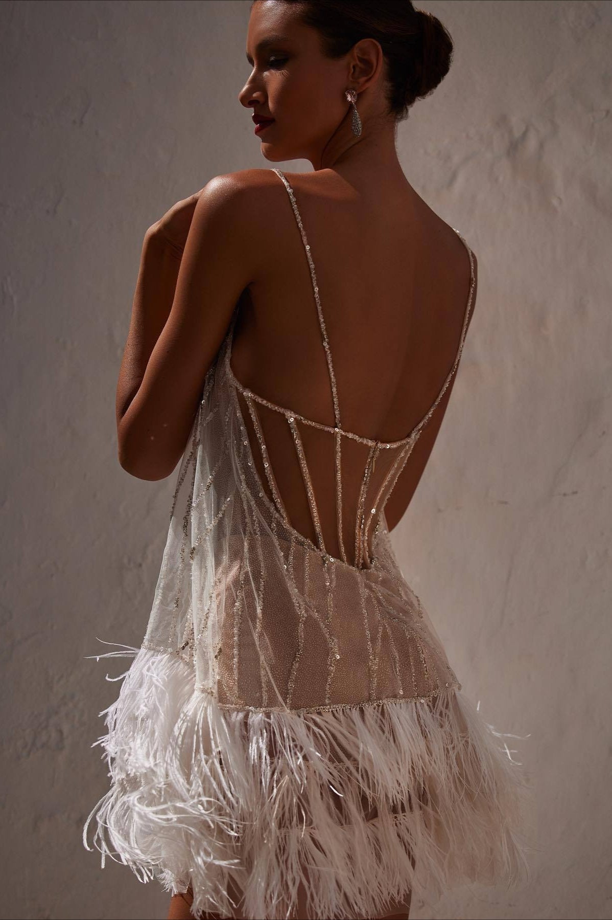 Backless Layered Fringe Sequin Party Dress