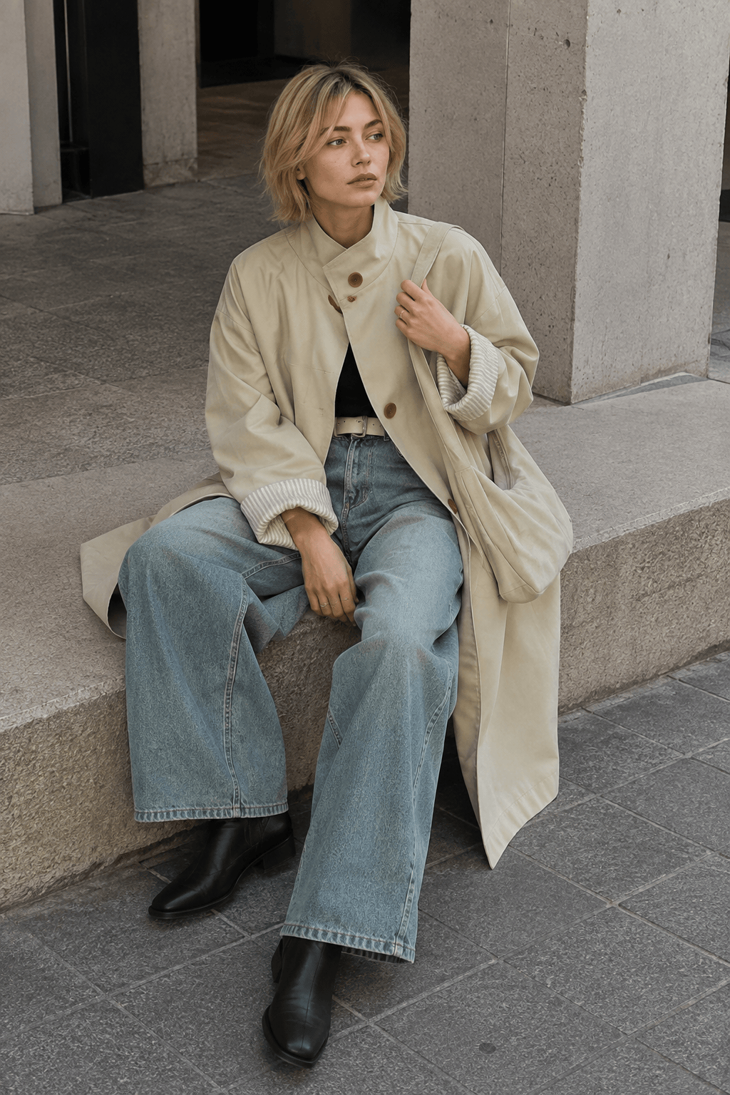 Relaxed Midi Blend Panel Design Overcoat