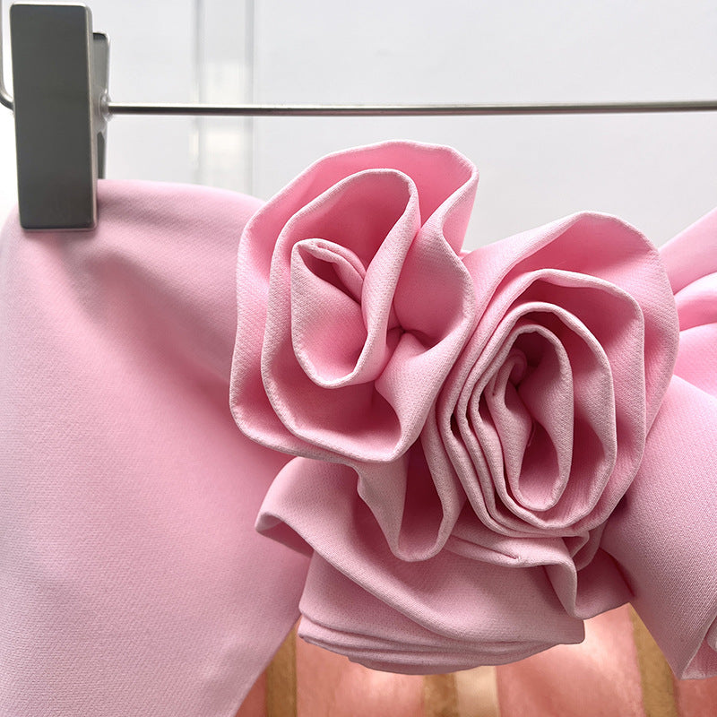 Strapless Rosette Cut Out Bust A-Line Mini Dress 11