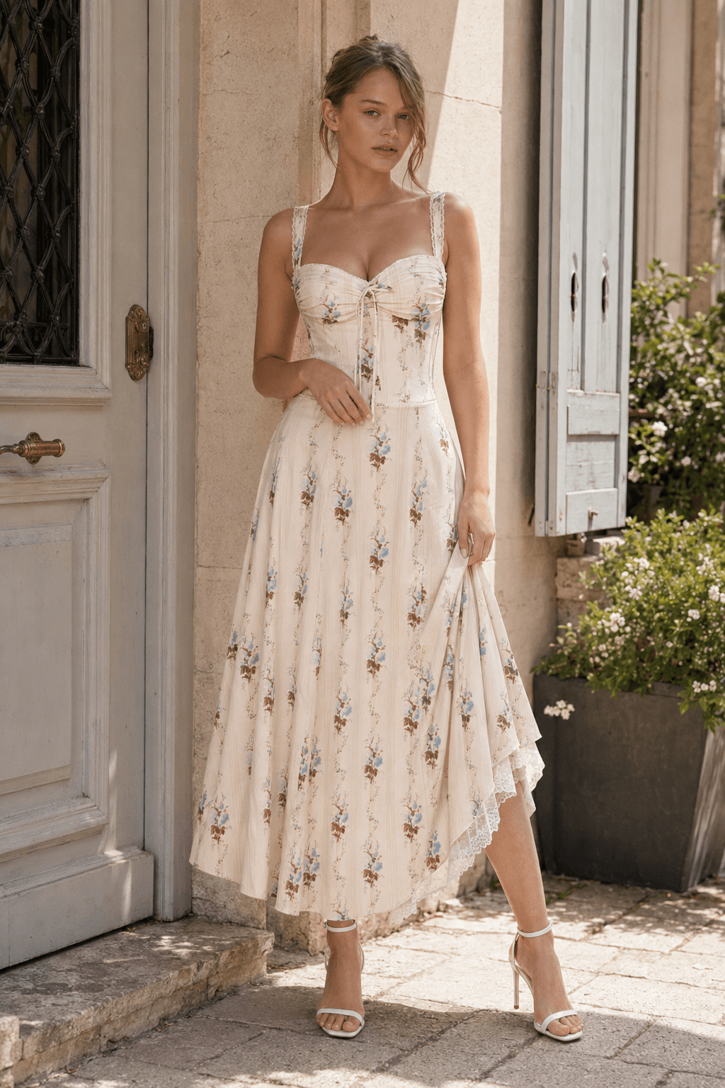 Printed Spaghetti Strap Floral Dress