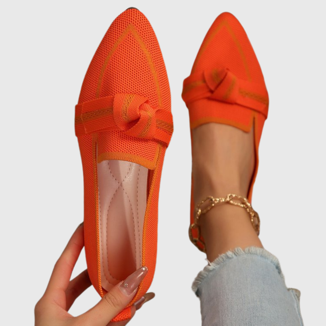 Pointed Toe Knot Knit Flat Loafers
