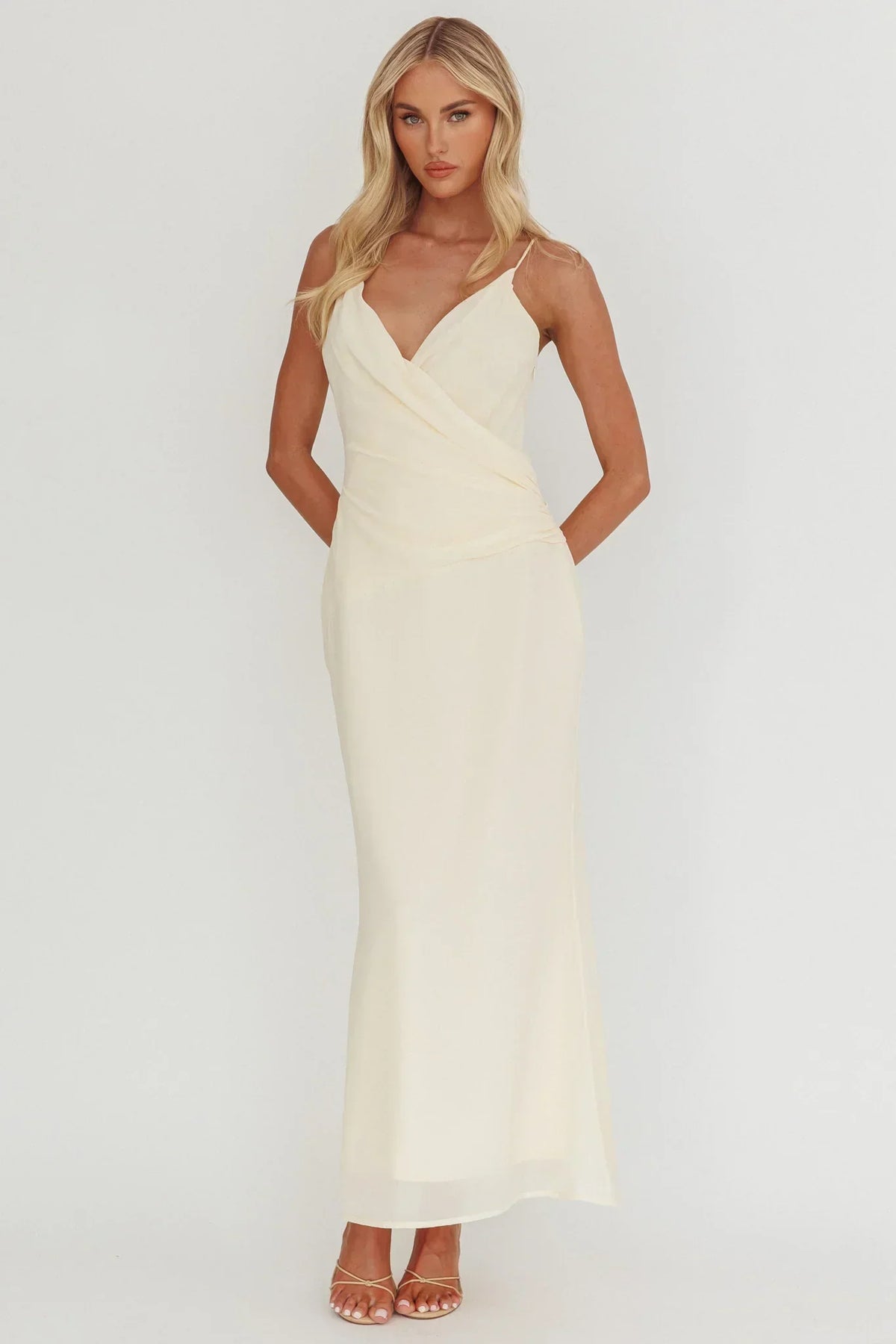 Lexxi Crossover Gathered Waist Maxi Dress Butter