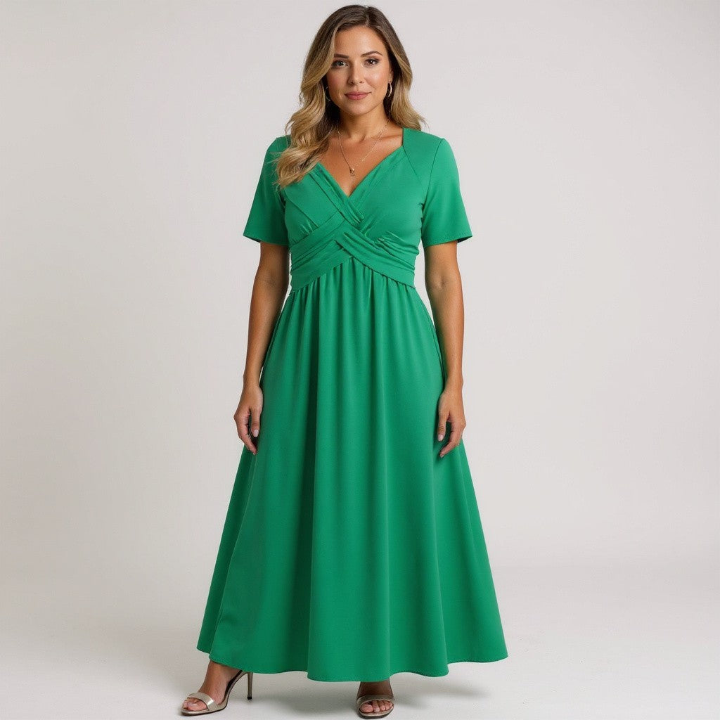 Riley - Dress With V Neck For Women Green
