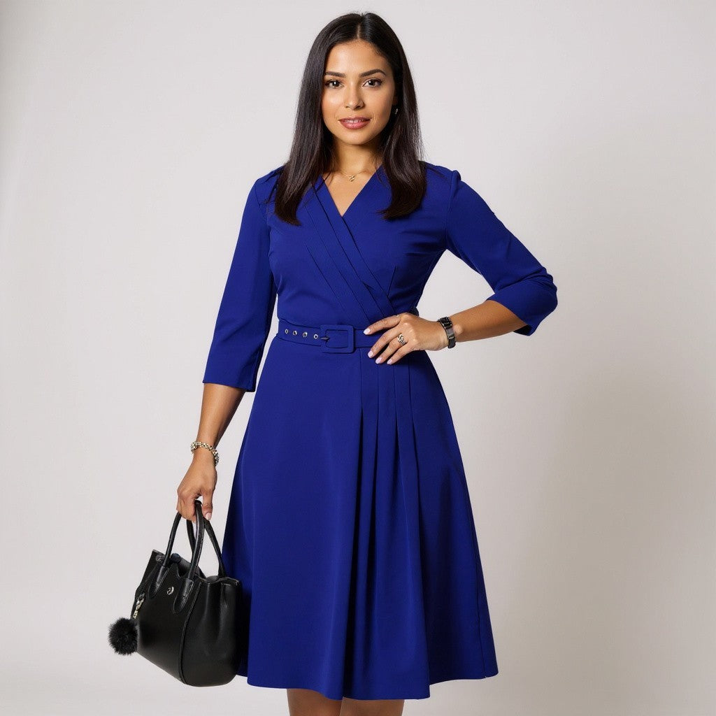 Nicole - Elegant V-neck maxi dress Blue