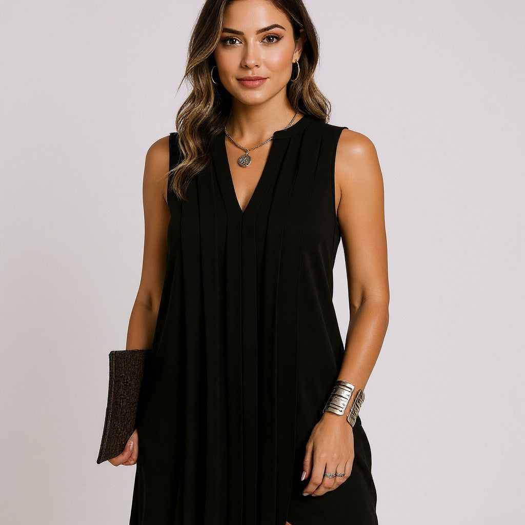 Vera™ | Elegant flattering dress with V-neck Black