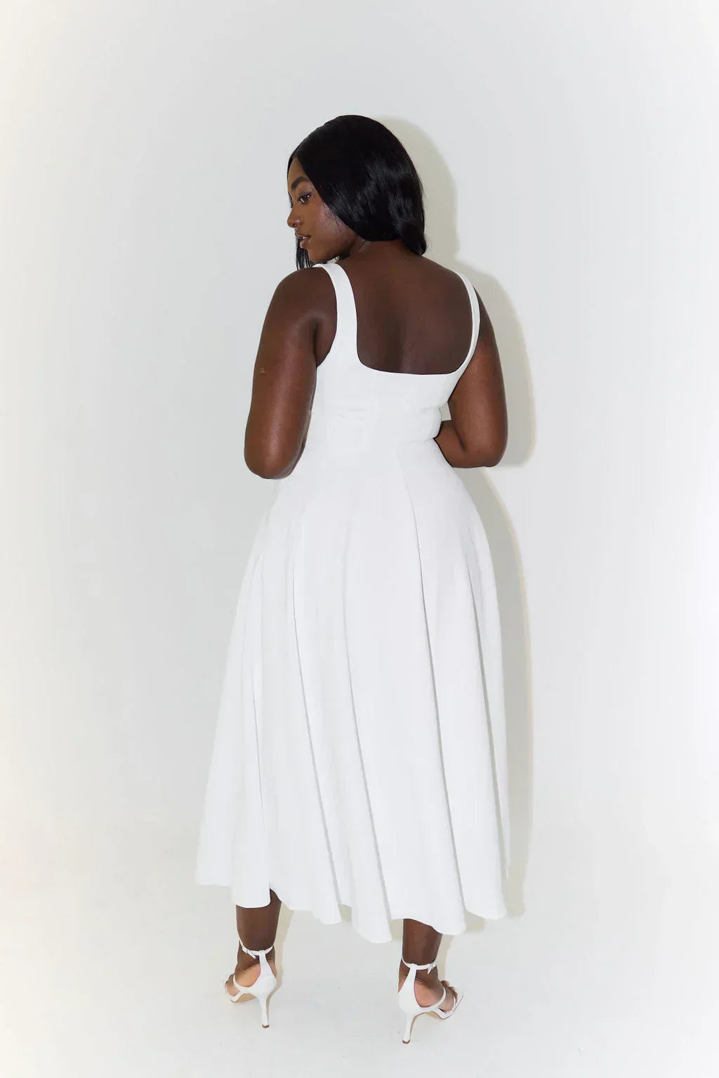 Charm Celeste - Square Neck Midi Dress