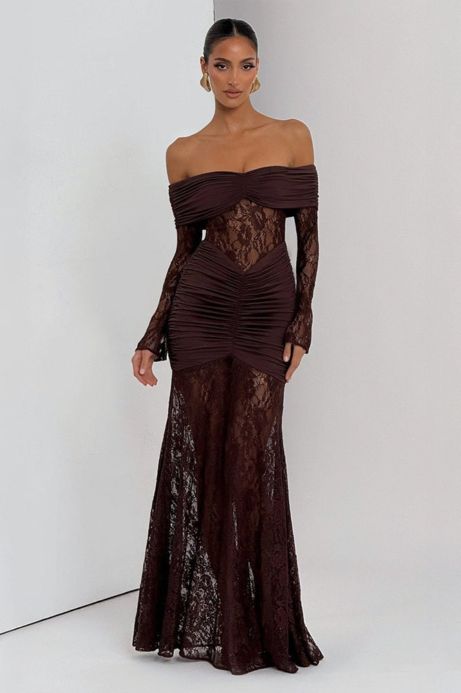Halter Lace Sleeveless Backless Bodycon Maxi Lace Dress