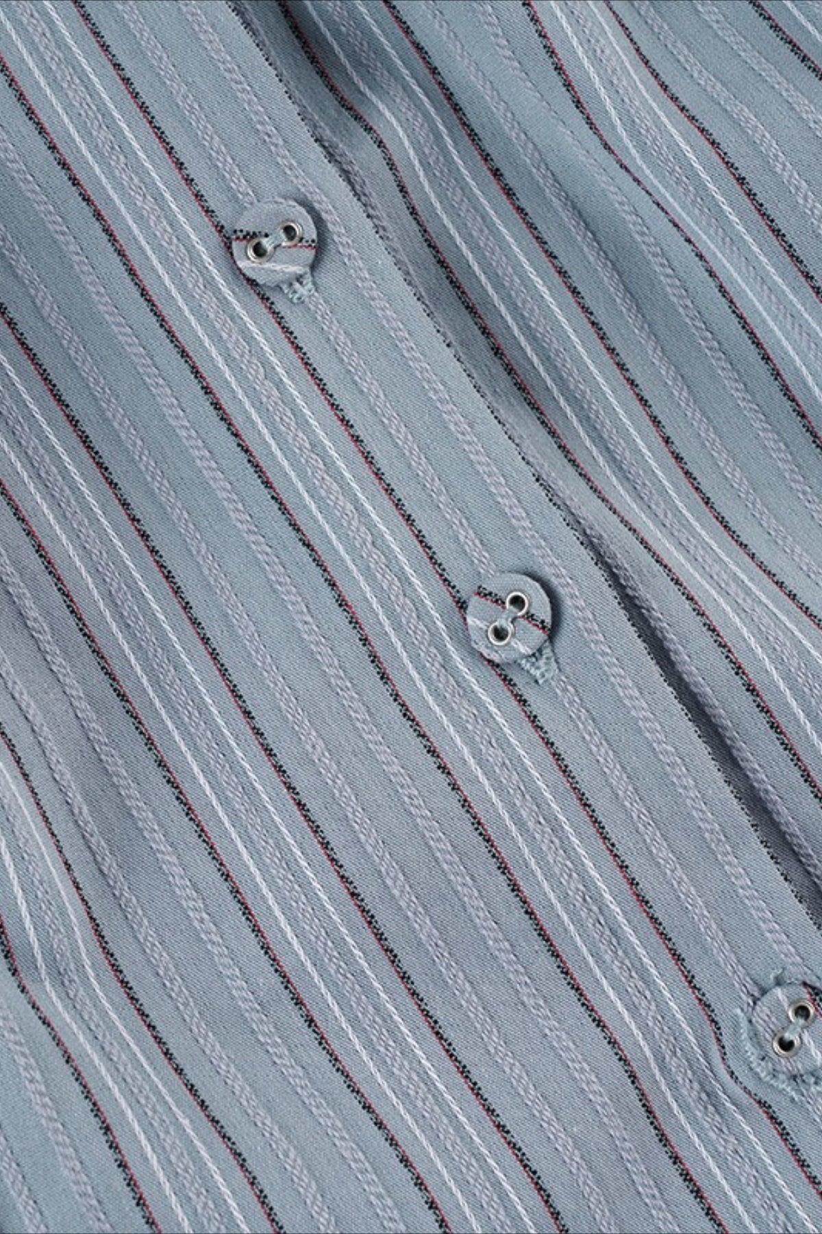 Striped Collared Long Sleeve Button Front Split Hem Fitted Shirt 5