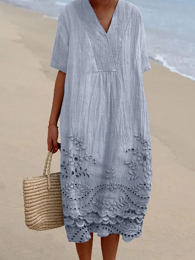 Delaney Effortless Women's Floral Print Midi Summer Dress Everyday Luxe Edit