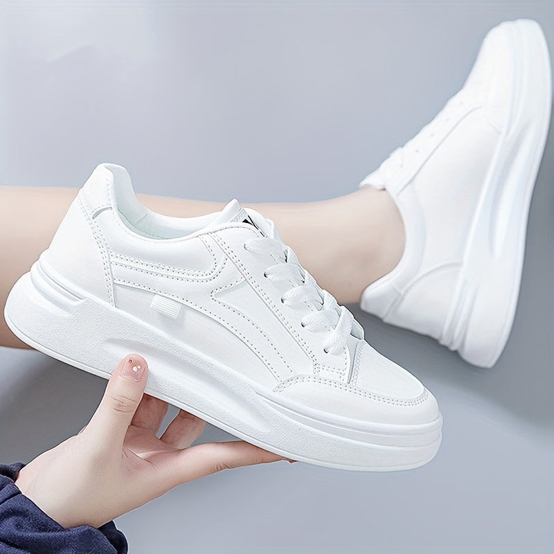 Lace Up Round Toe Low Top Platform Sneakers