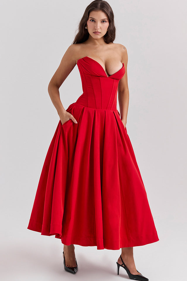 Black Lady Strapless Midi Dress