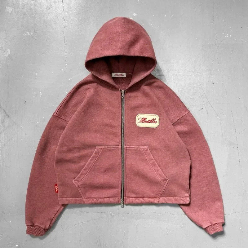 Embroidered Patch Loose Hoodie