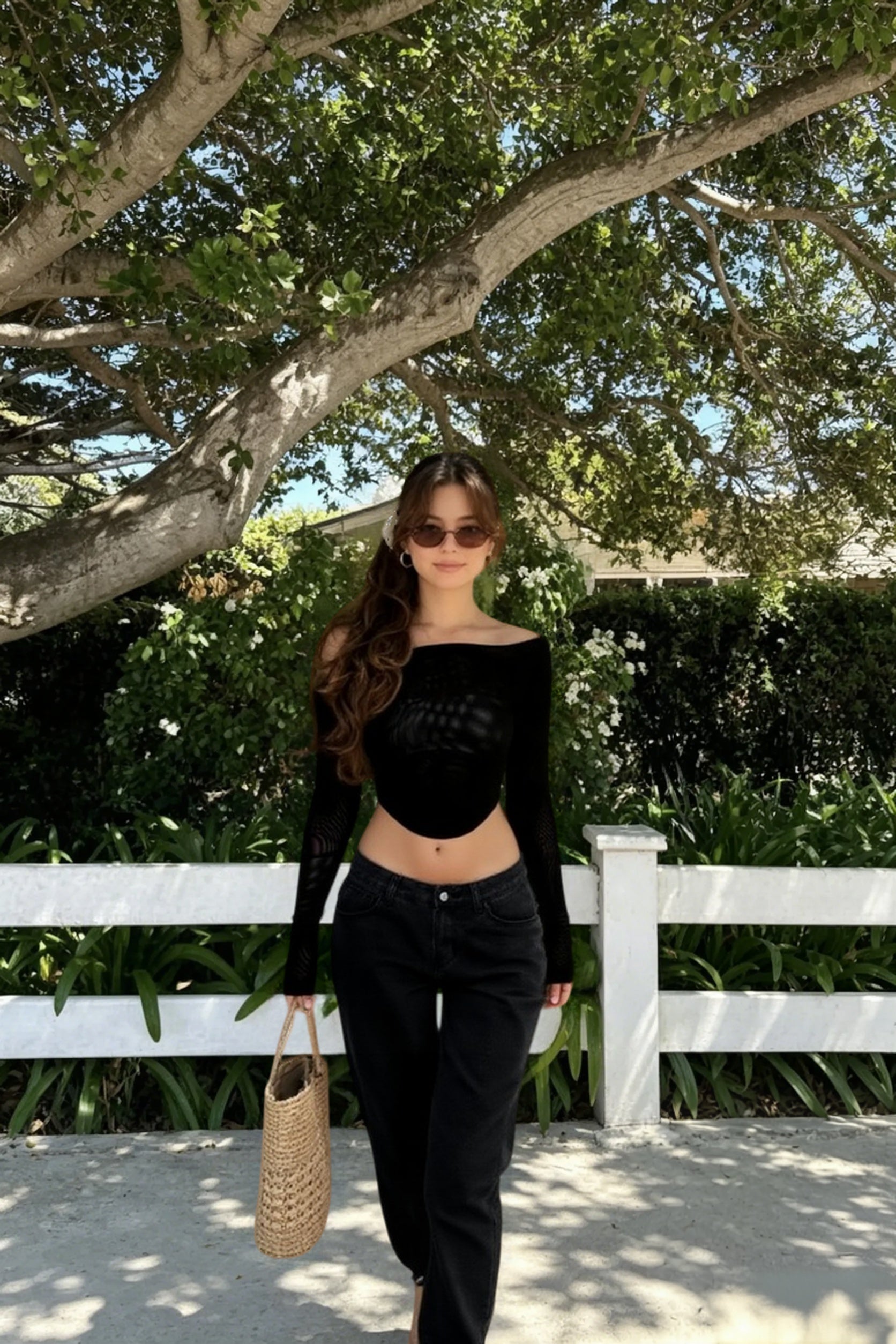 Off-the-Shoulder Sheer Mesh Crop Top