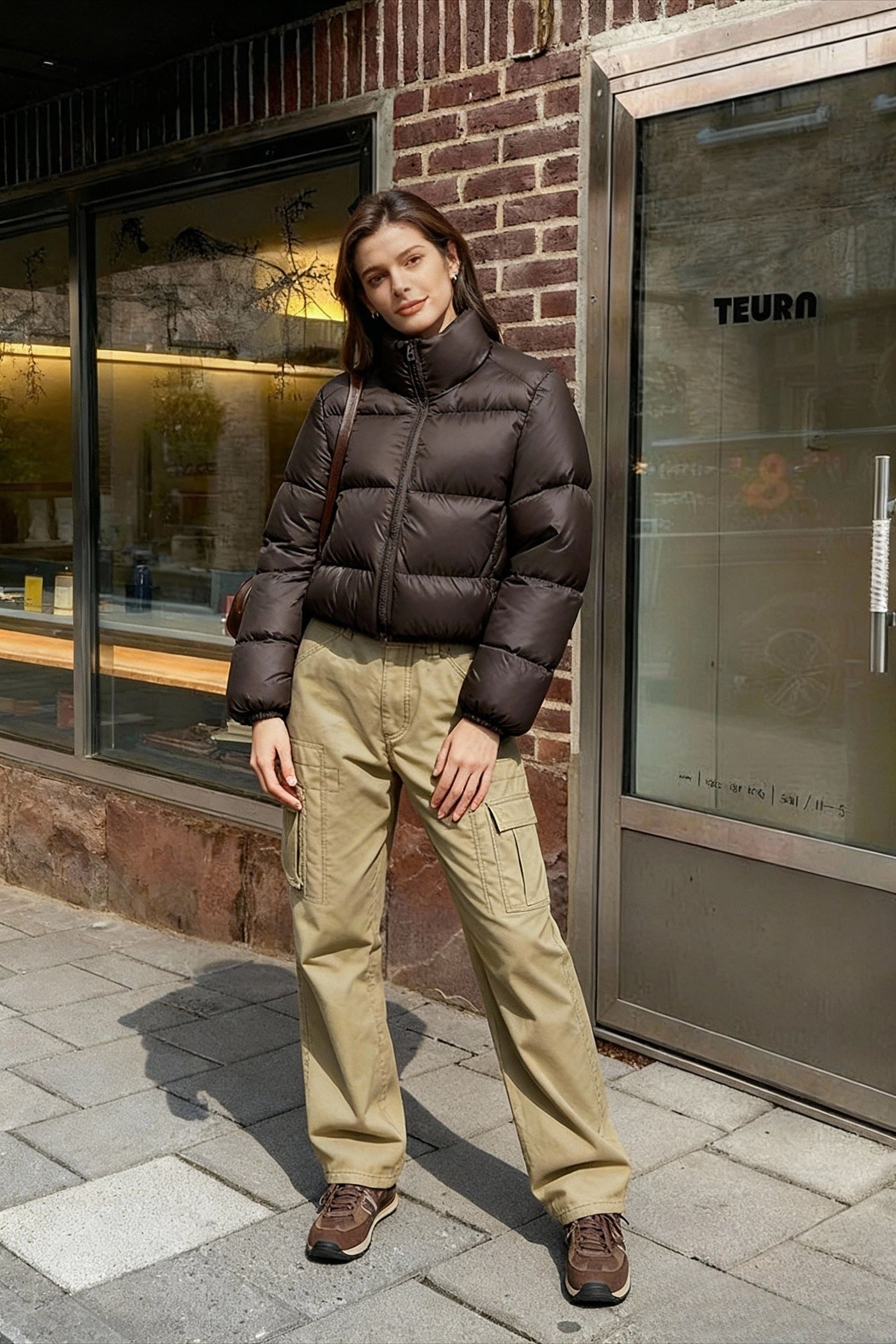 Cocoa Bean Stand Trendy Collar Quilted Puffer Coat