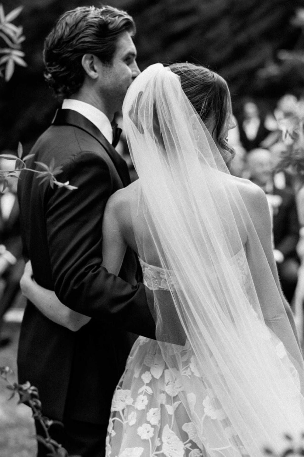 Gorgeous A Line Strapless White Tulle Long Wedding Dress with Appliques