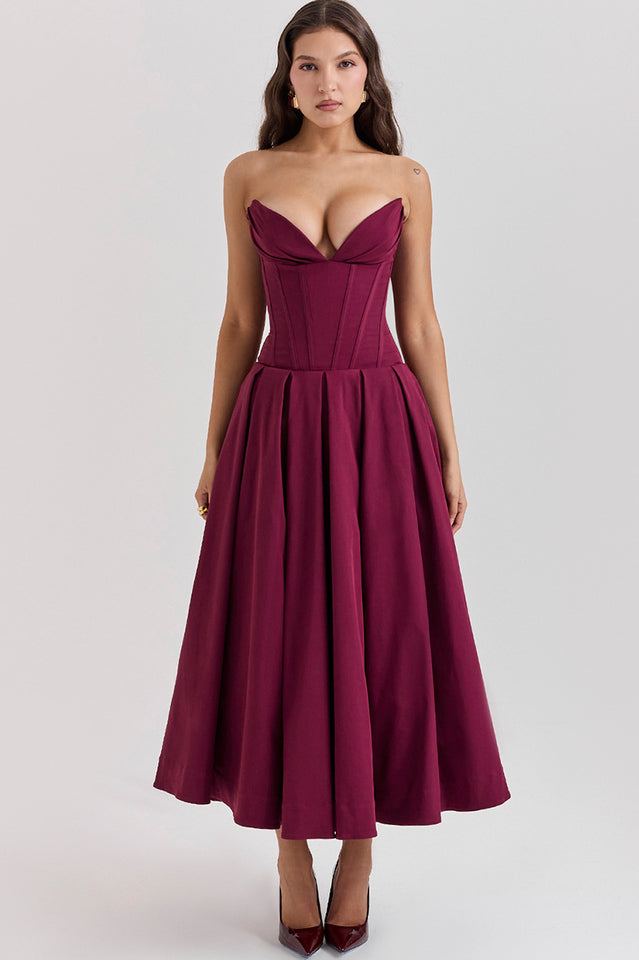 Black Lady Strapless Midi Dress