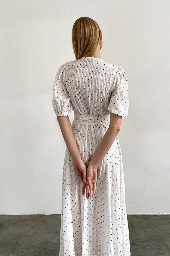 Cotton Edition Heart Print VNeck Wrap Maxi Dress