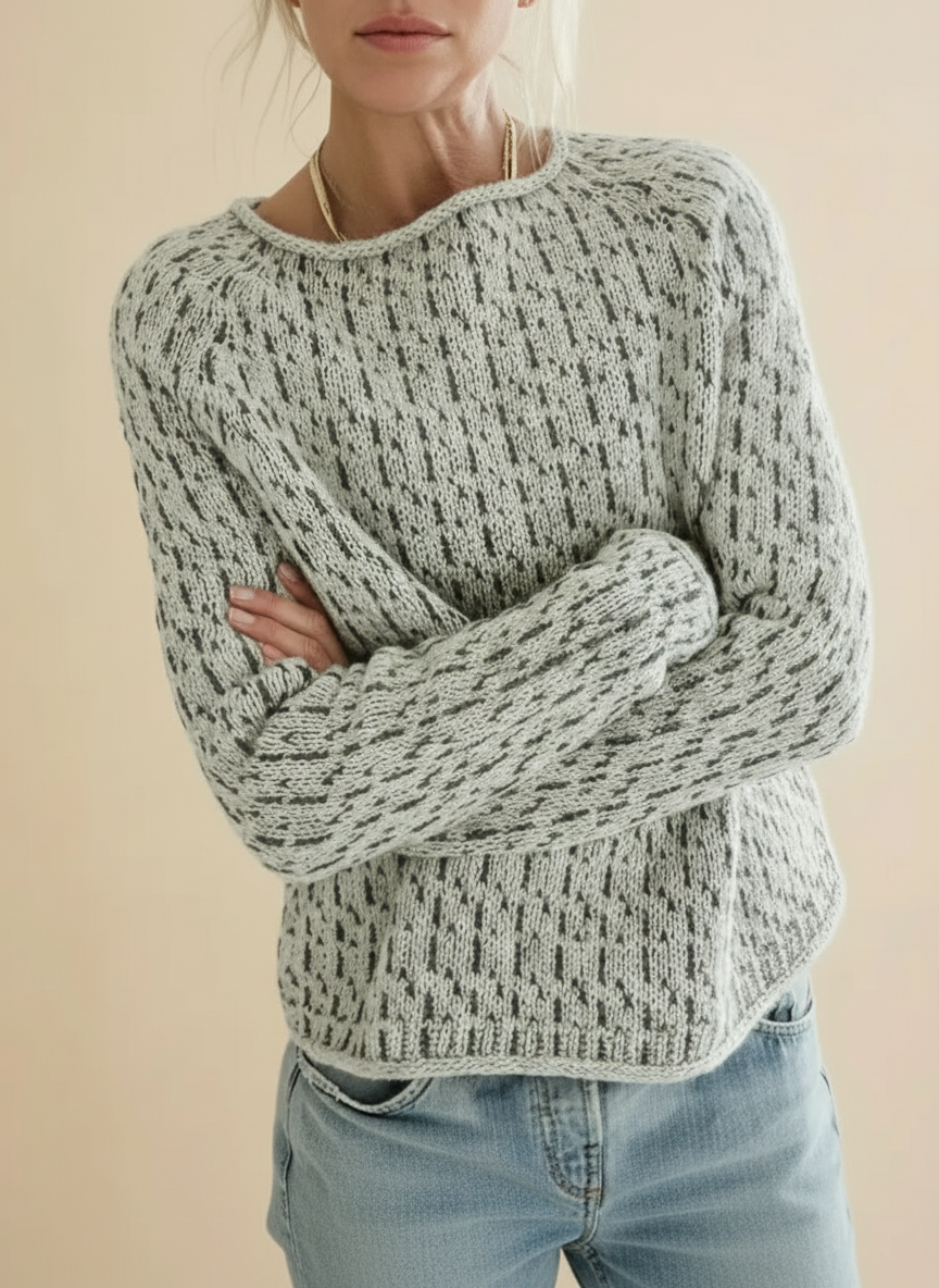 Crew Neck Long Sleeve Textured Knit Sweater