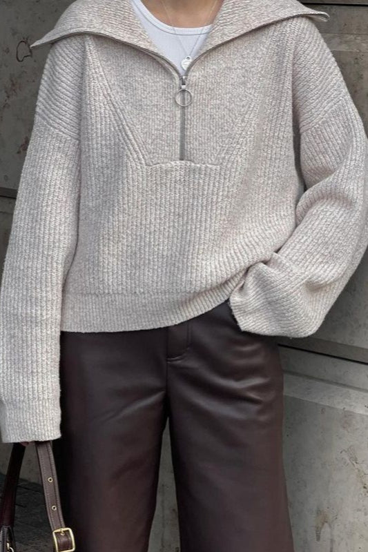 Vintage Notched VNeck Knit Top