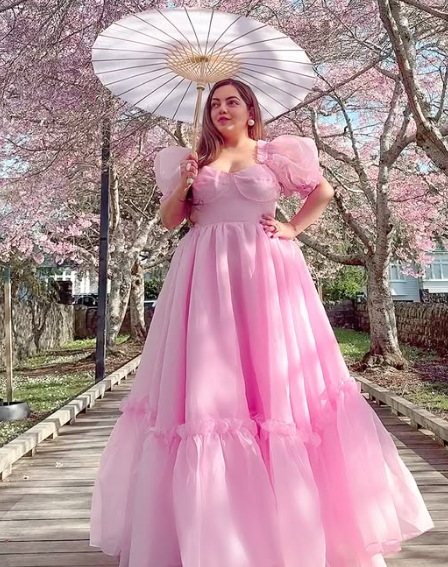 Vintage Pink A-line Prom Dress,Pink Birthday Party Dress cc1339