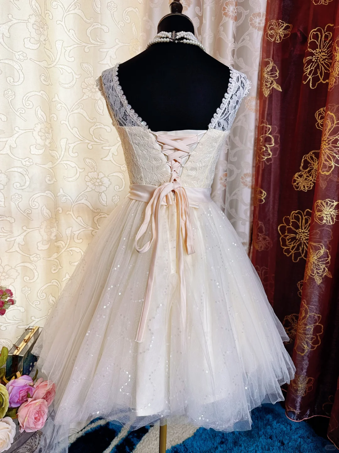 Sweet Lace Tulle Sleeveless A Line Short Homecoming Dress Formal 20th Birthday Outfit With Bow