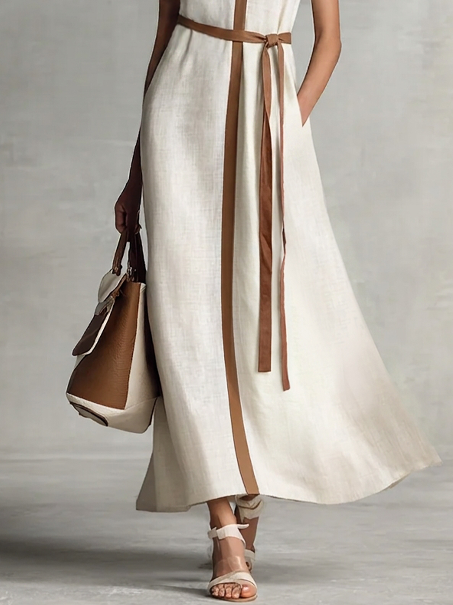 Sleeveless Wrap Tie Waist Maxi Dress 4