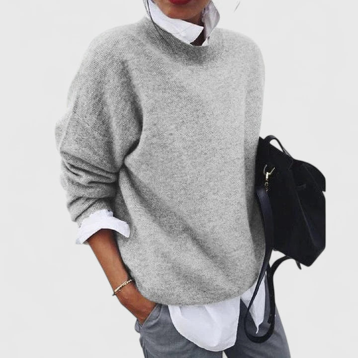 Mock Neck Long Sleeve Oversized Knit Sweater