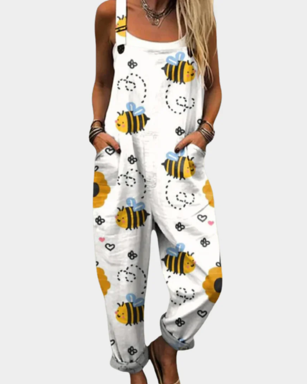 Wildflower Print Cuffed Leg Overall Jumpsuit with Pockets