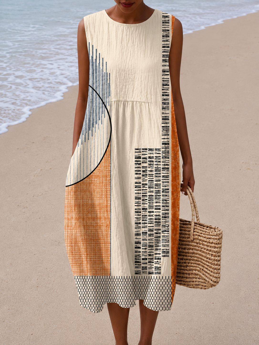 Amelia - Women’s Sleeveless Relaxed Fit Midi Dress
