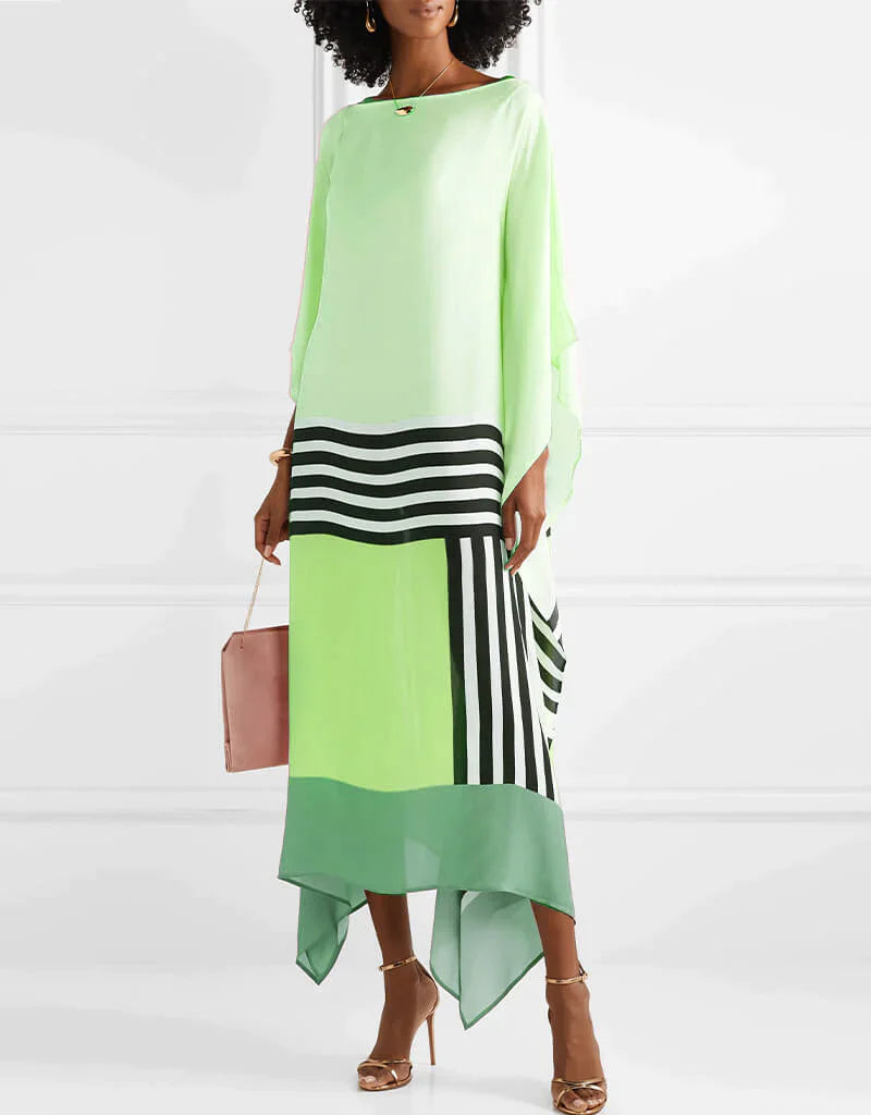 Boat Neck Batwing Sleeve Kaftan Maxi Dress 5