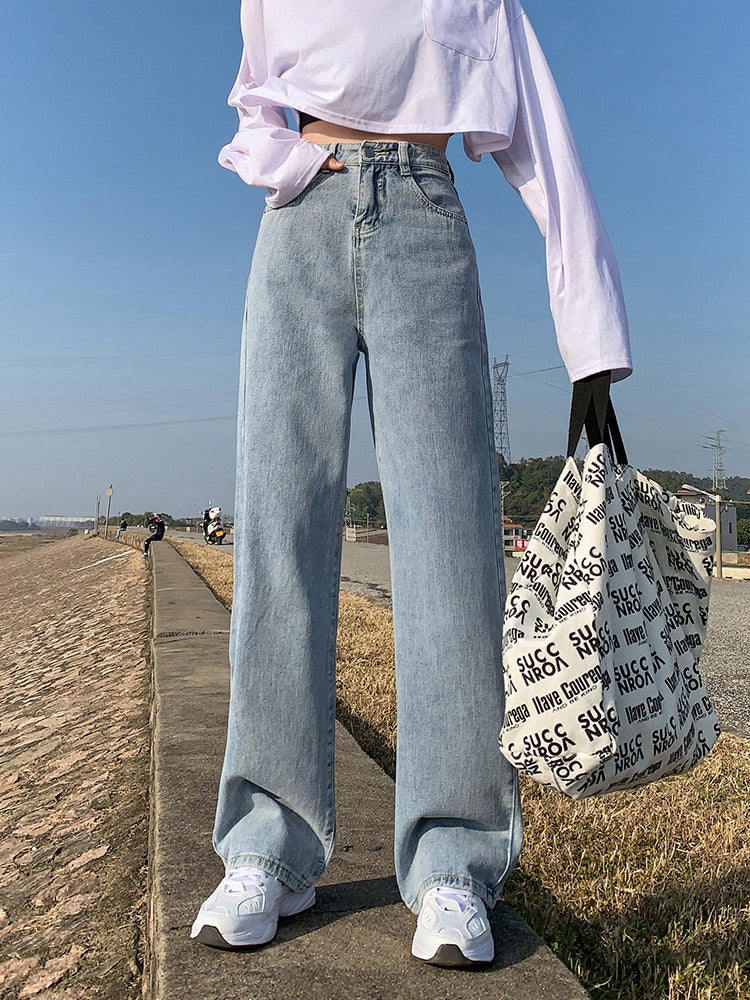 High Waist Wide Leg Loose Jeans Pants
