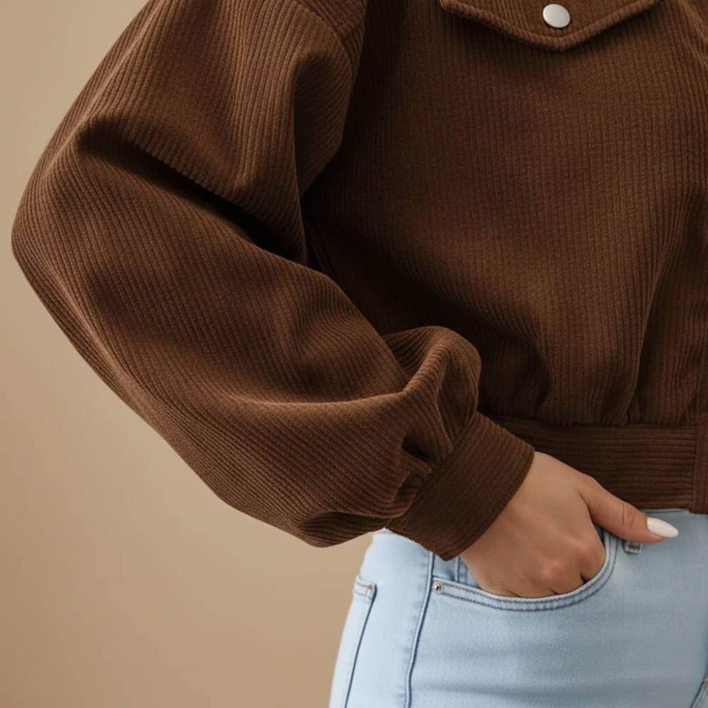 Corduroy Button Front Cropped Jacket 6