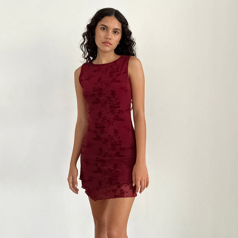 Beverly Mini Dress-Maroon