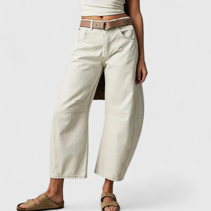 High Waist Faded Barrel Leg Jeans