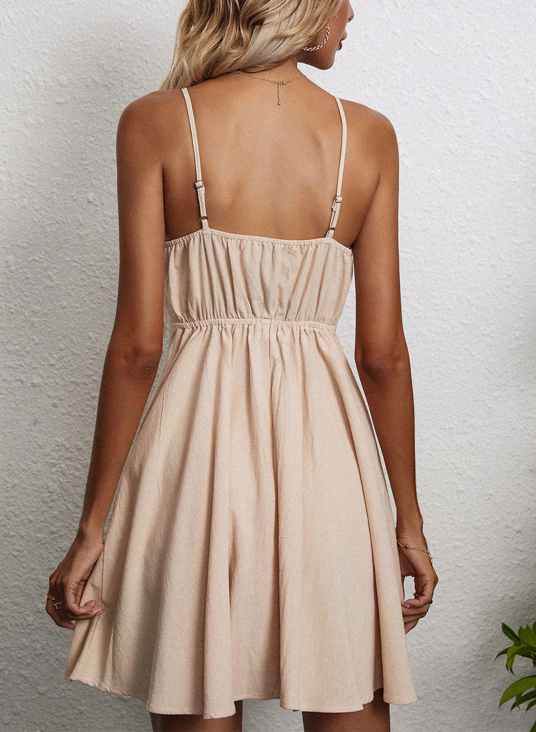 Tie Front Cut Out Spaghetti Strap Fit and Flare Mini Dress 4