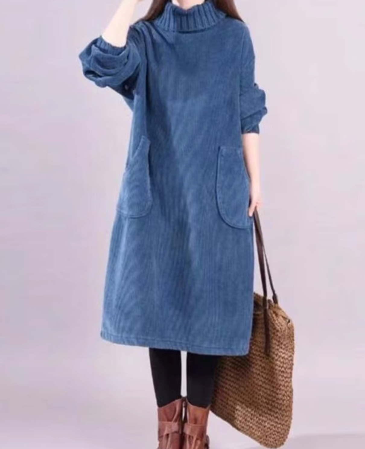 Norma Plus Size Winter Dress with Relaxed Fit and Layered Outfit Styling