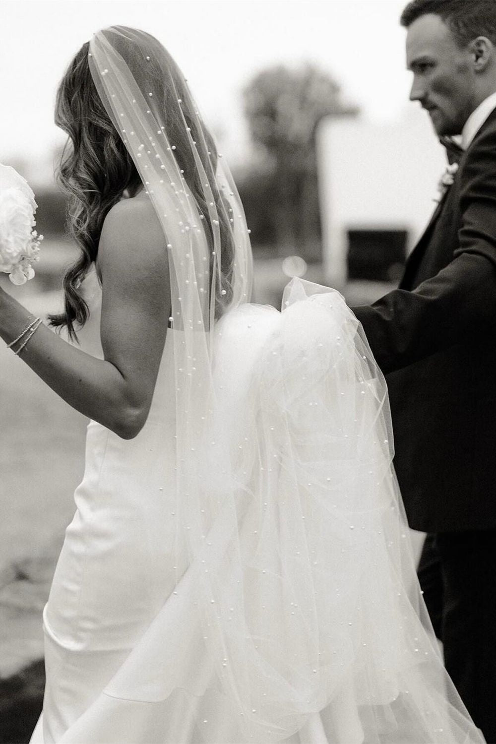 Elegant Mermaid Strapless White Long Wedding Dress with Button Up